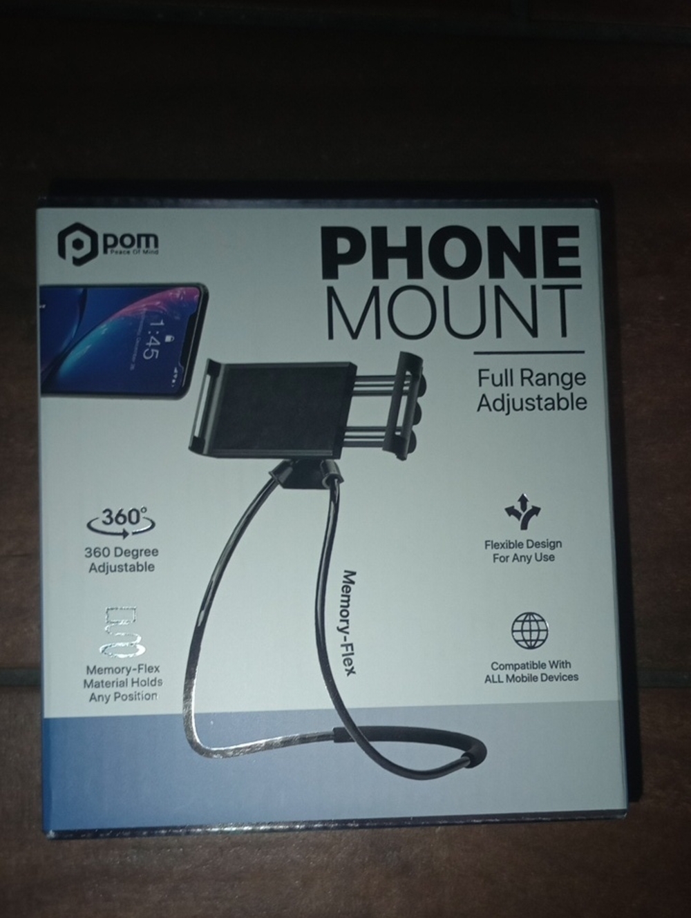 Black Phone Mount with Memory-Flex Adjustable Holder